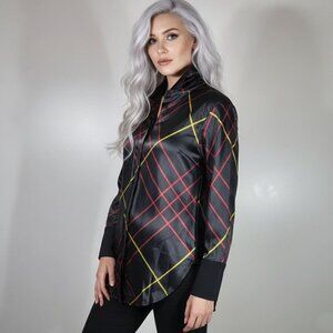 rag & bone Arc Women's Black Check Silk Tunic, Shirtdress Size XXSmall, NWT